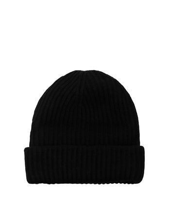 GANNI Wool Rib Knit Beanie Black