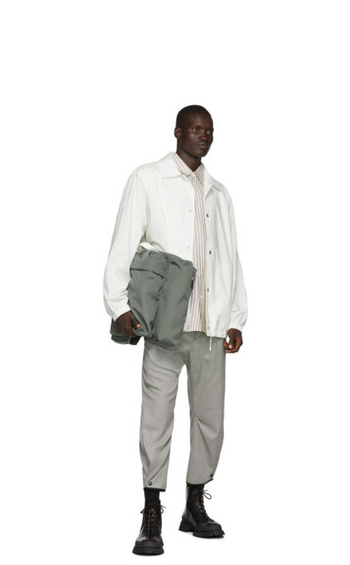 Jil Sander Logo Print Back Coach Jacket White