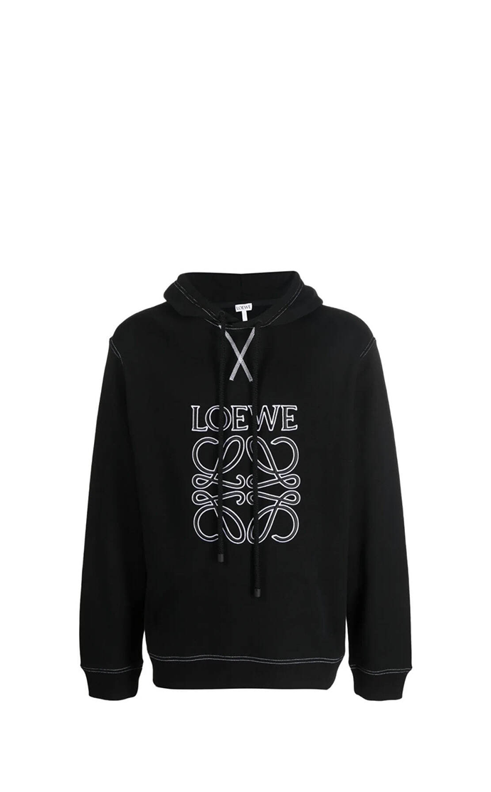 Loewe Embroidered Logo Hoodie Black