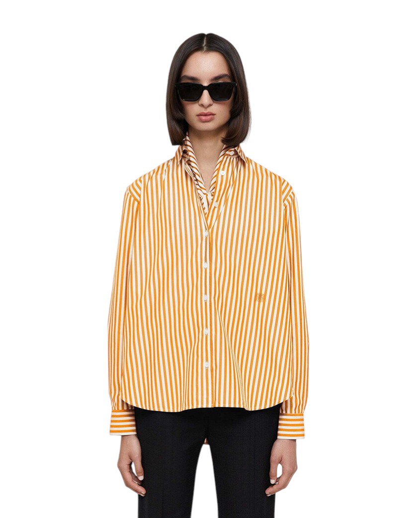Toteme Signature Cotton Shirt Orange Stripe