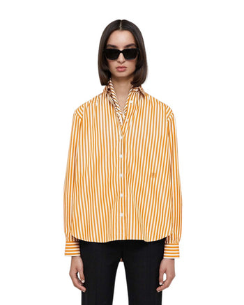 Toteme Signature Cotton Shirt Orange Stripe