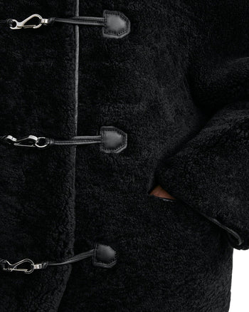 Toteme Teddy Shearling Clasp Jacket Black