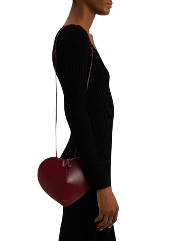 Alaia Le Coeur Bag in Calfskin Garnet Red