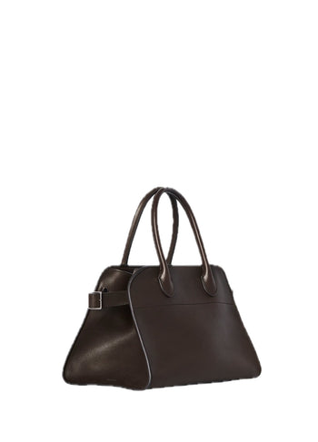 The Row Soft Margaux 10 Bag in Leather Dark Mocha