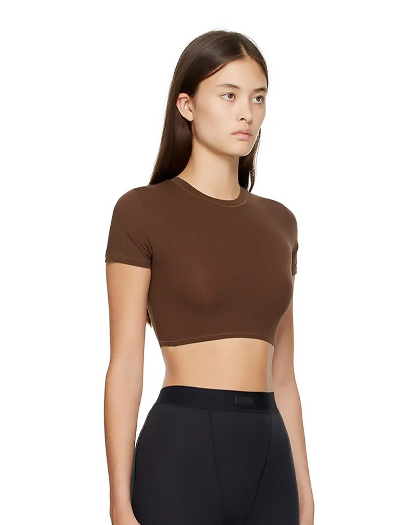 Skims Fits Everybody Super Cropped T-Shirt Cocoa