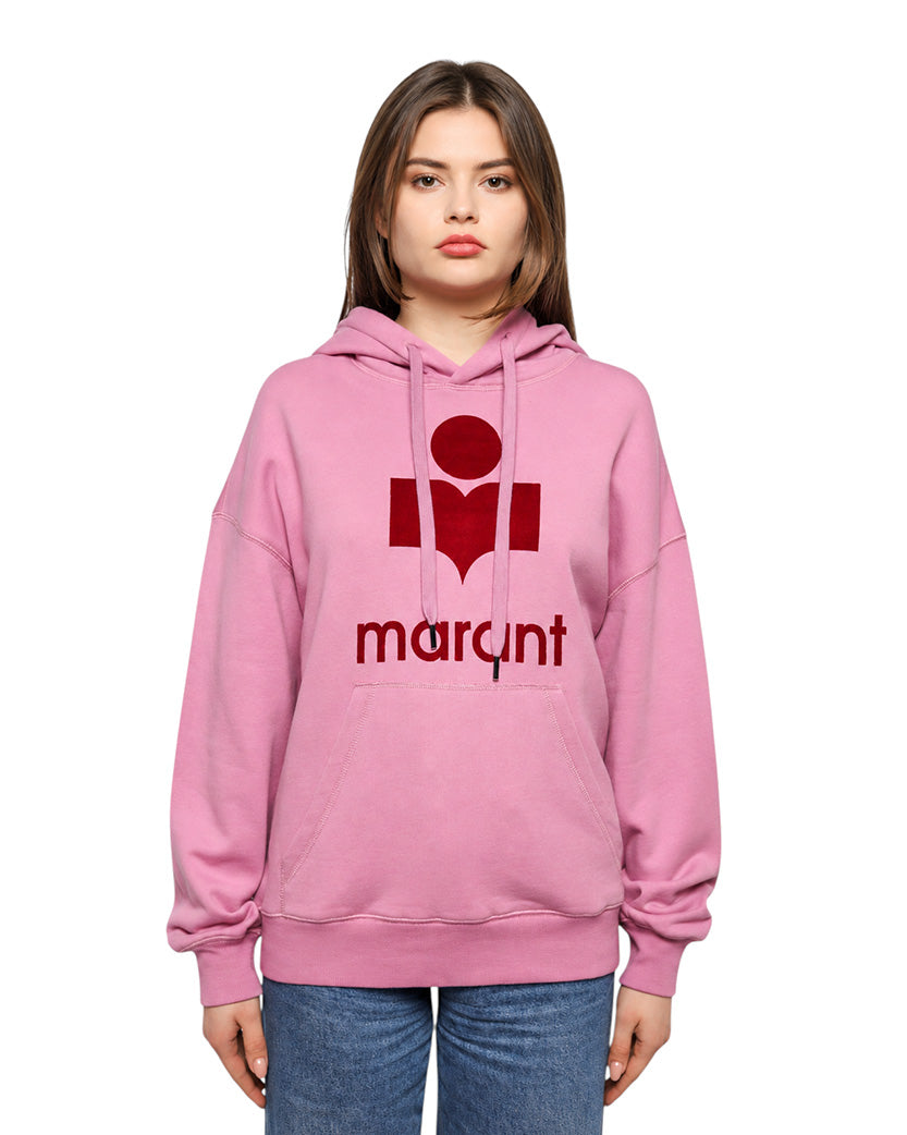 Isabel Marant Étoile Mansel flocked-logo hoodie Raspberry Pink