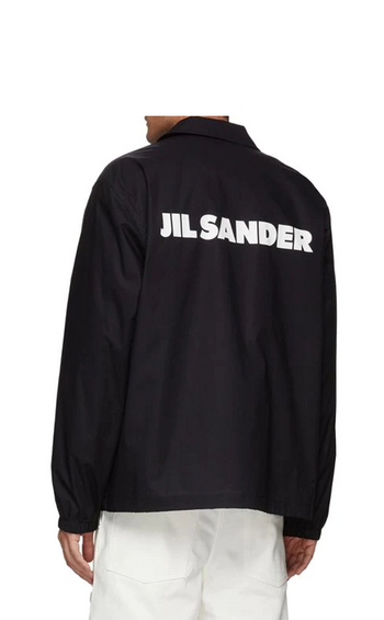 Jil Sander Logo Print Back Coach Jacket Black