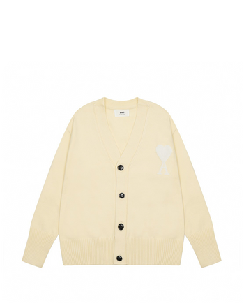 AMI Paris Ami de Coeur Cardigan Beige
