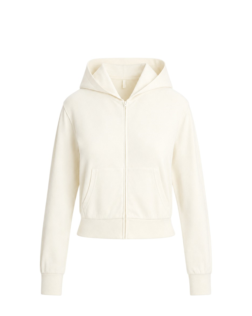 Skims Cotton Jersey Zip Up Slim Hoodie White