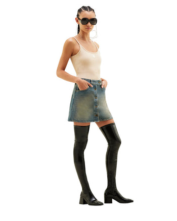 Courreges Reedition Rib Knit Tank Top Sand