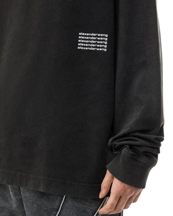 Alexander Wang Long-Sleeve Tee In Acid Wash Jersey