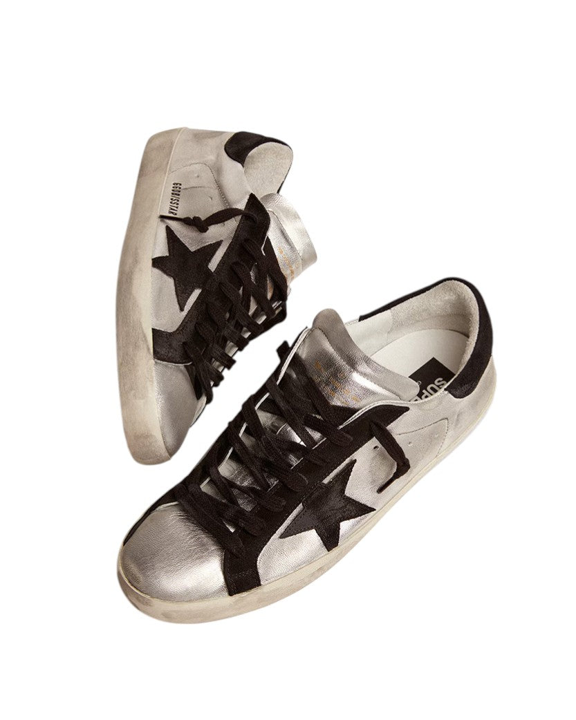 Golden Goose Super-Star in Silver Leather with Contrasting Inserts