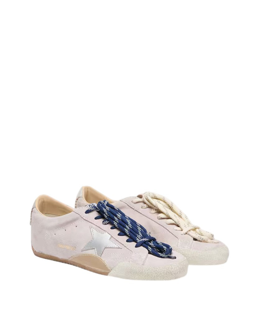 Golden Goose True-Star in Pastel Pink Suede with Silver Star