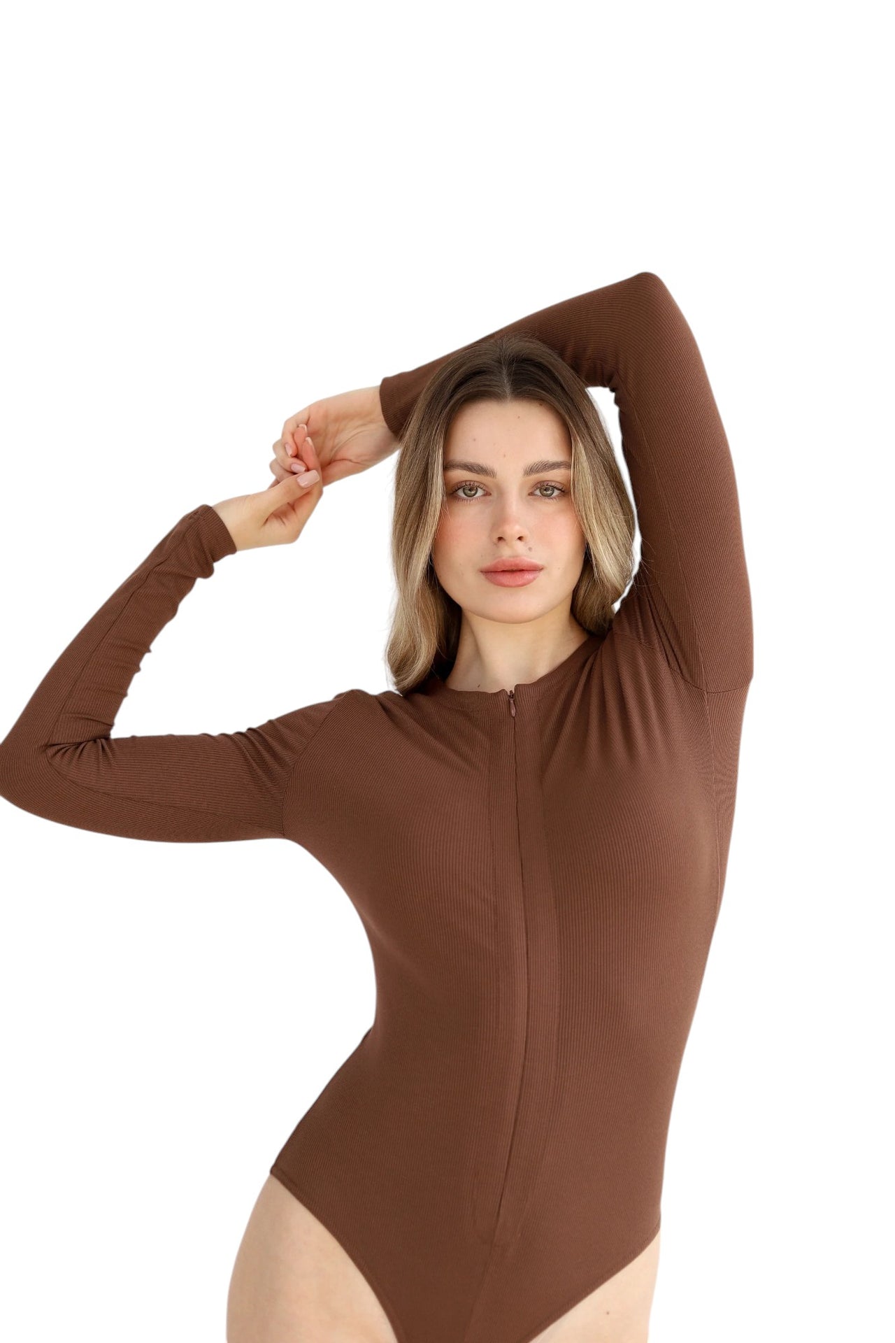 Alo Yoga Zip Bodysuit Brown