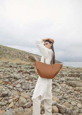 Polene Cyme Large Edition Textured Camel