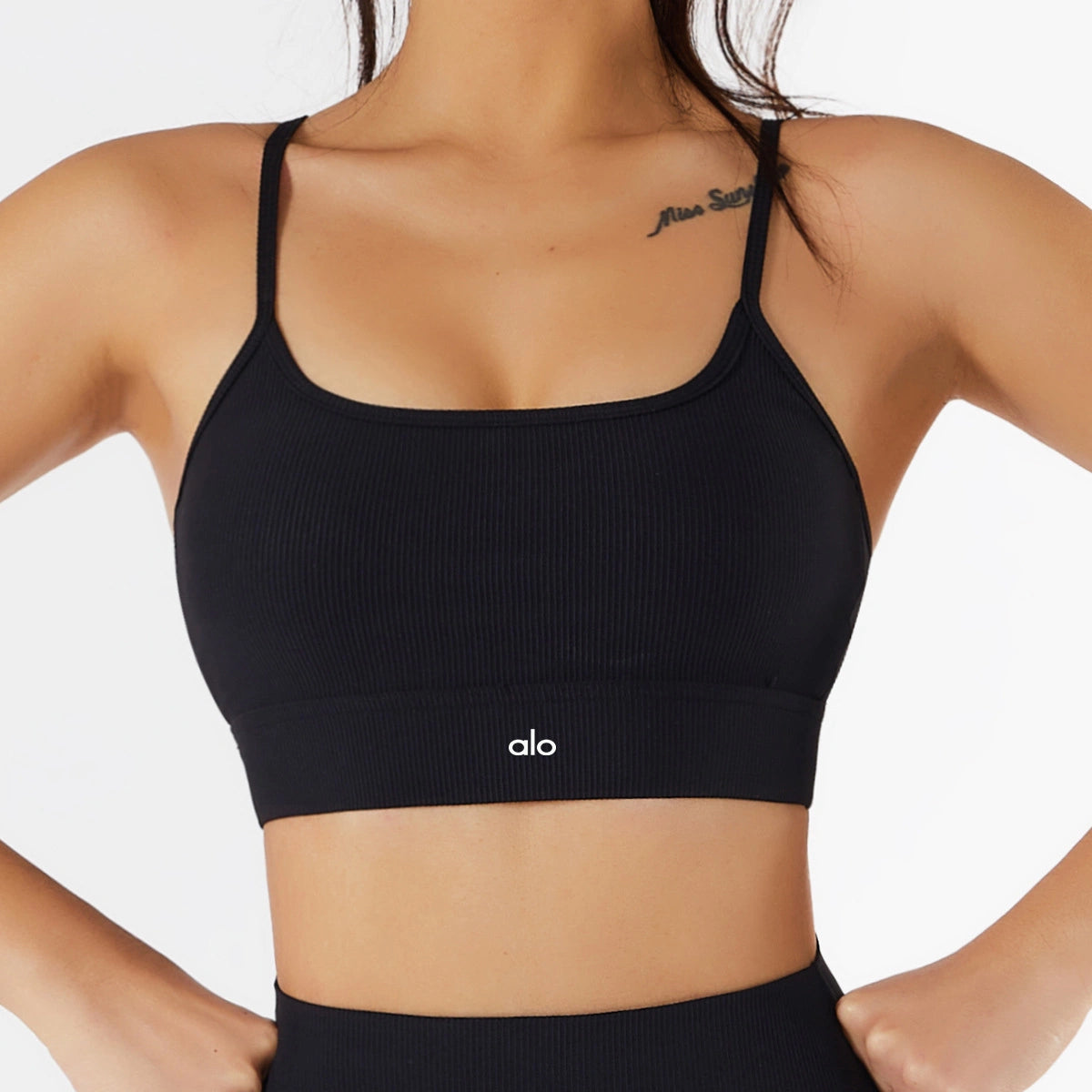 Alo Yoga Ribbed Top Black