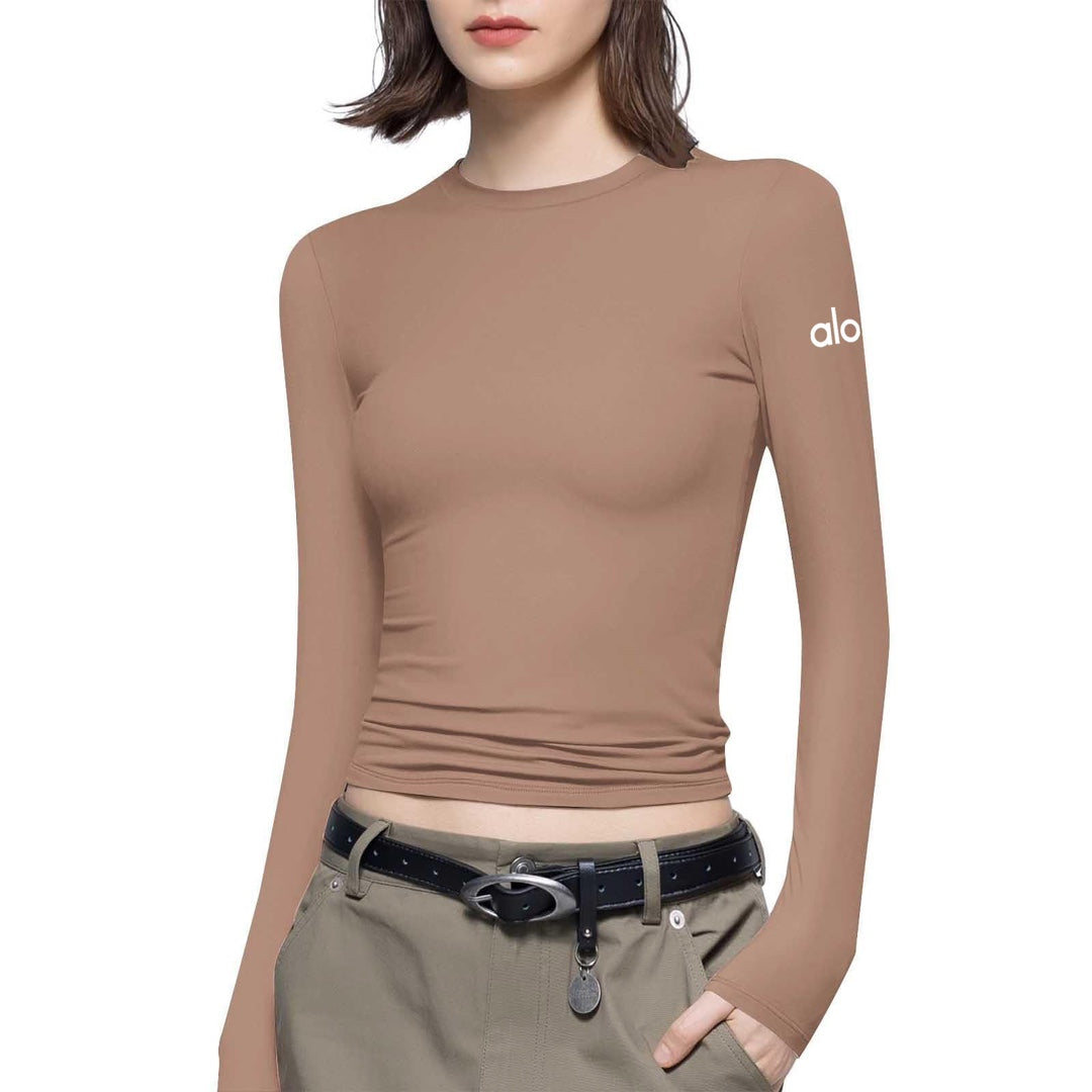 Alo Yoga Round Neck Long Sleeve Camel