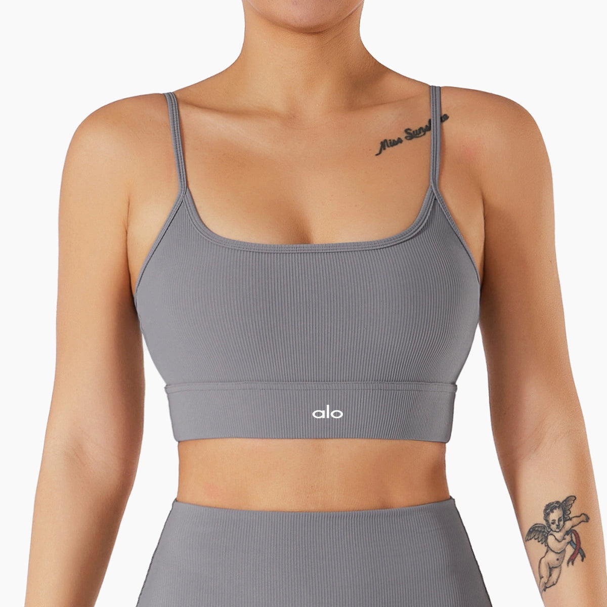 Alo Yoga Ribbed Top Grey