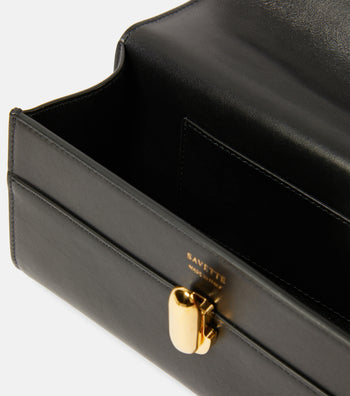 Savette Symmetry Pochette Leather Tote Bag Black