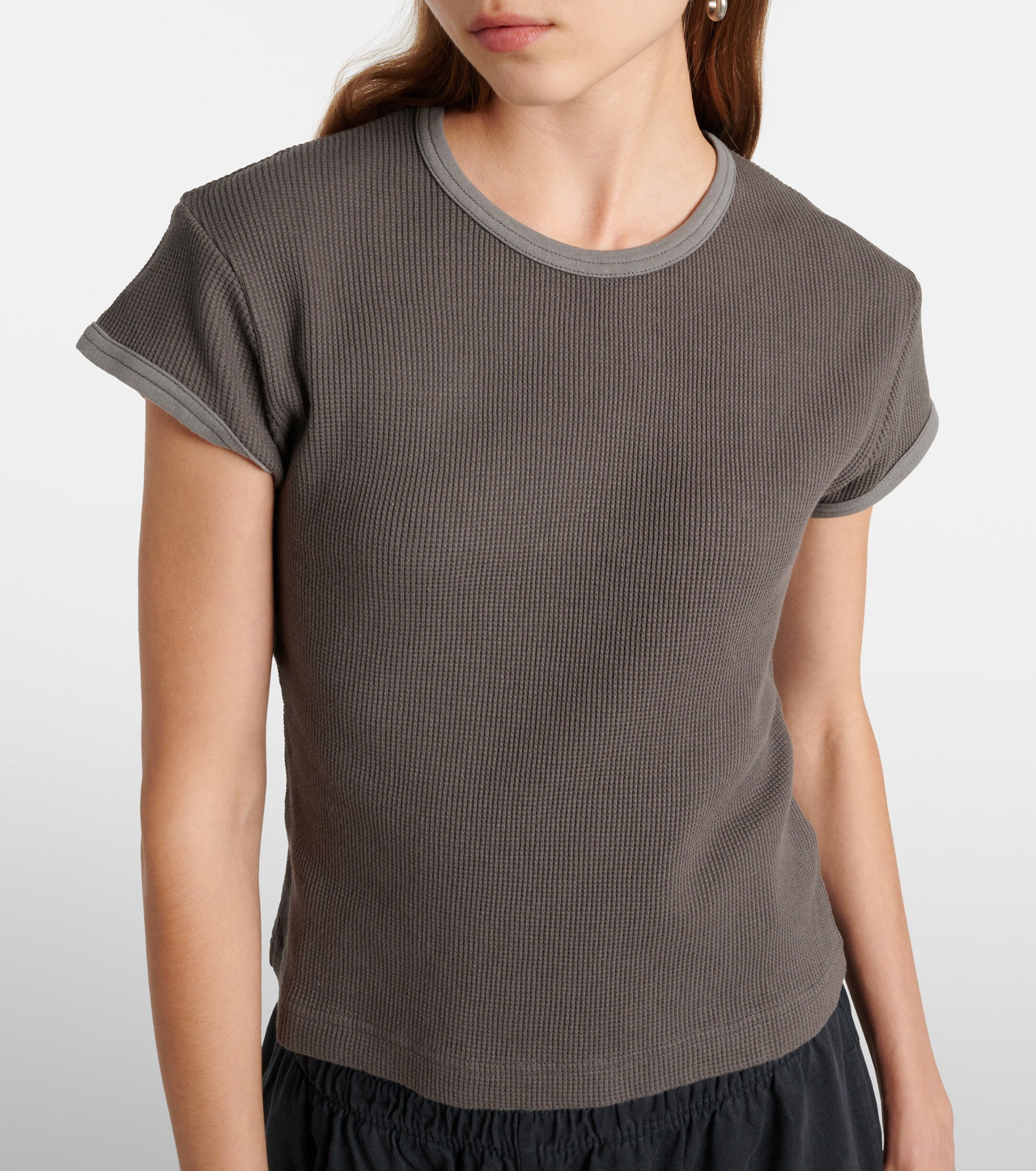 Acne Studios Waffle-Knit Cotton T-Shirt Grey