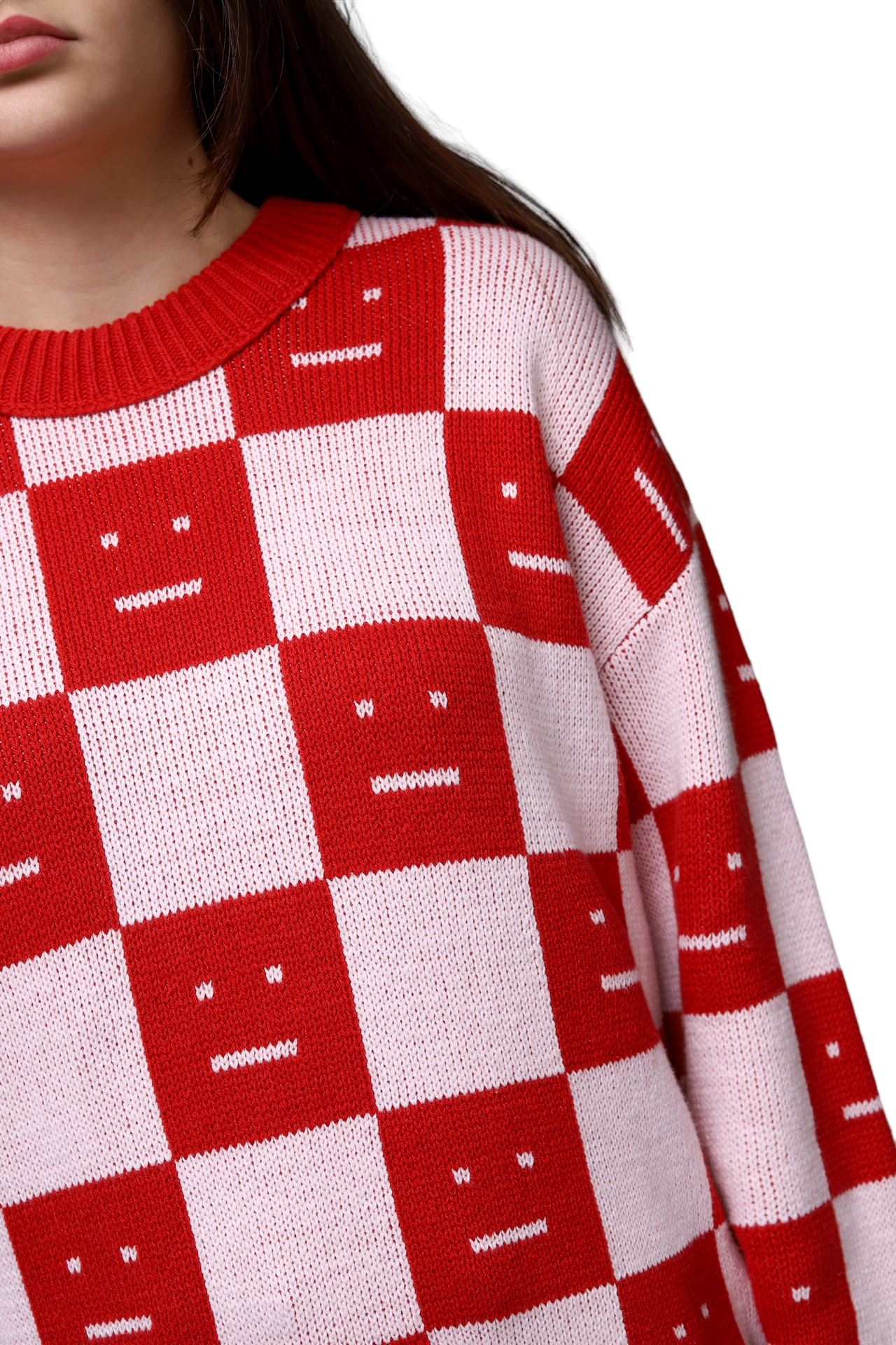 Acne Studios Face Maglia jacquard wool sweater Red