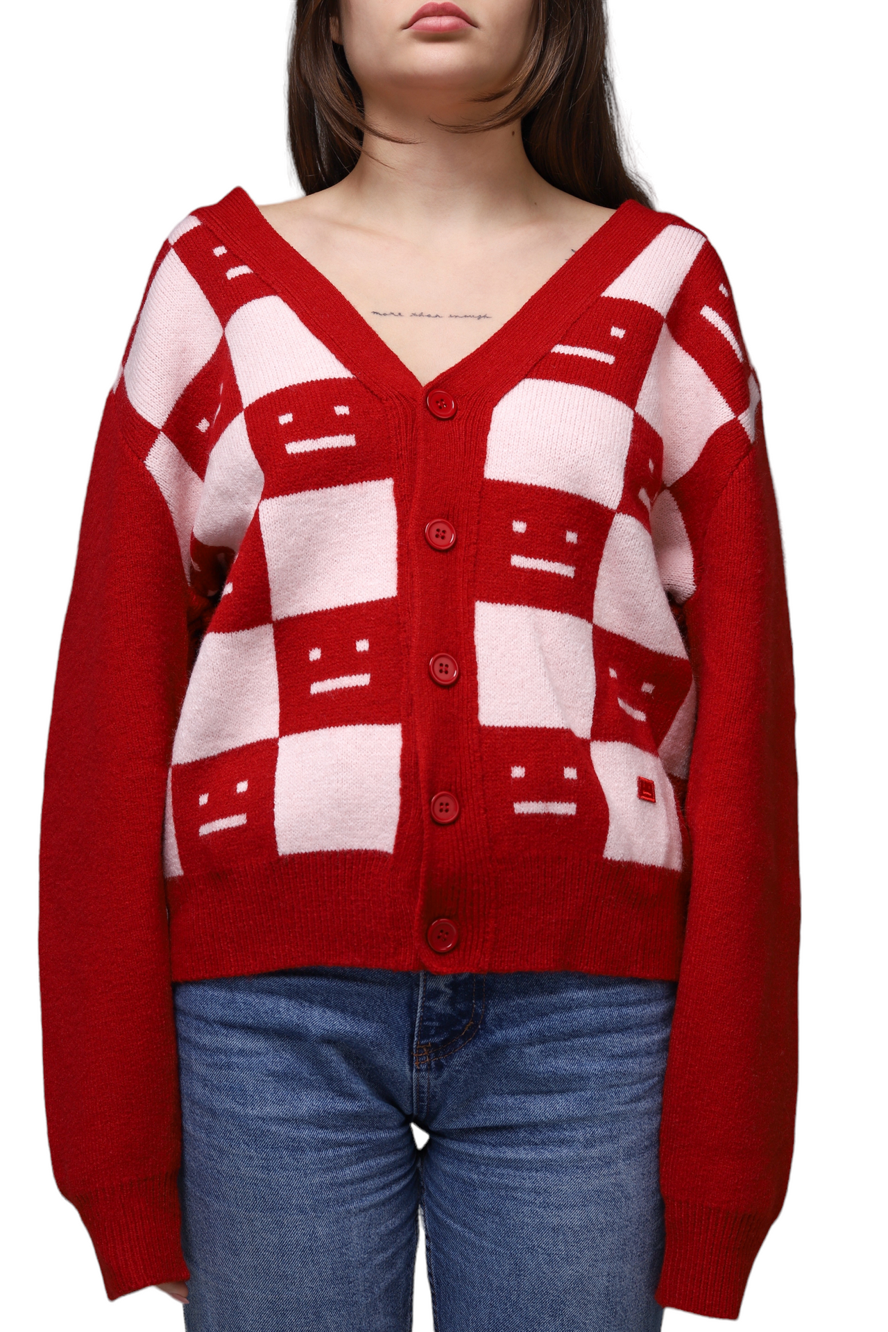 Acne Studios Face Maglia wool cardigan Red