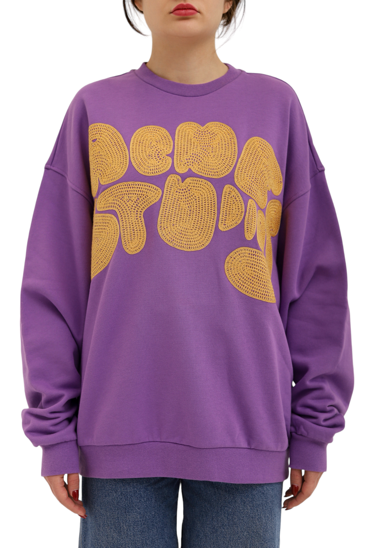 Acne Studios Crew neck bubble logo sweater Lilac purple