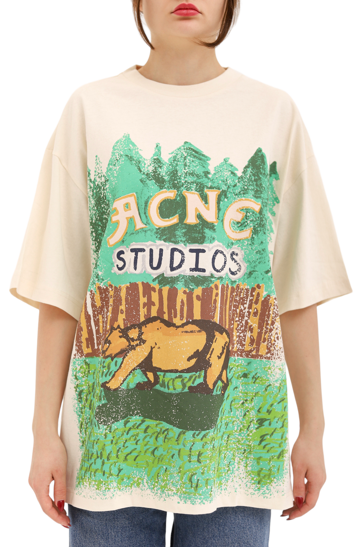 Acne Studios Grant Levy Lucero Edition Oversized Graphic Tee Beige