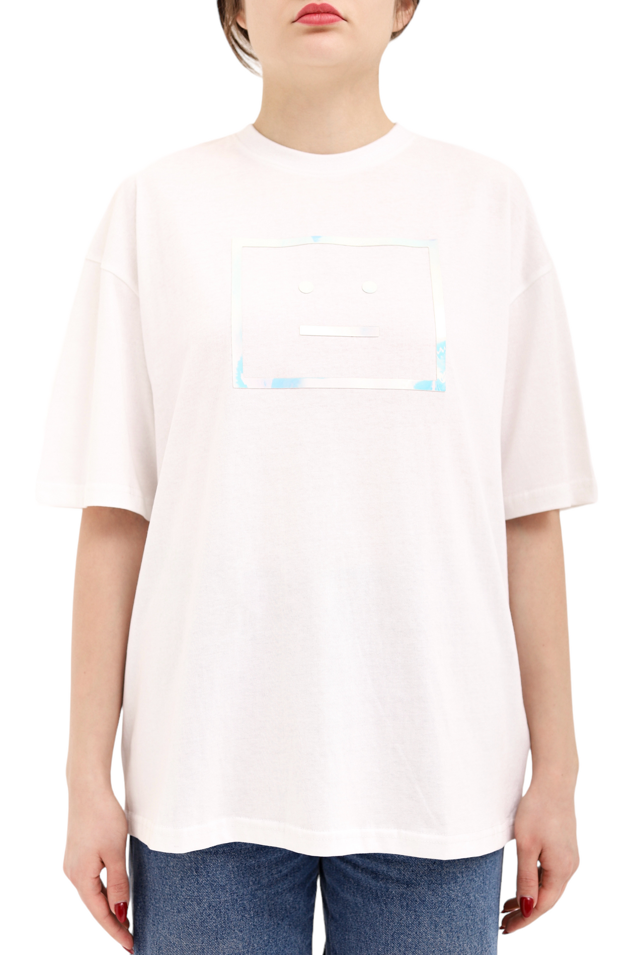 Acne Studios Exford Metallic Face Patch T-Shirt White