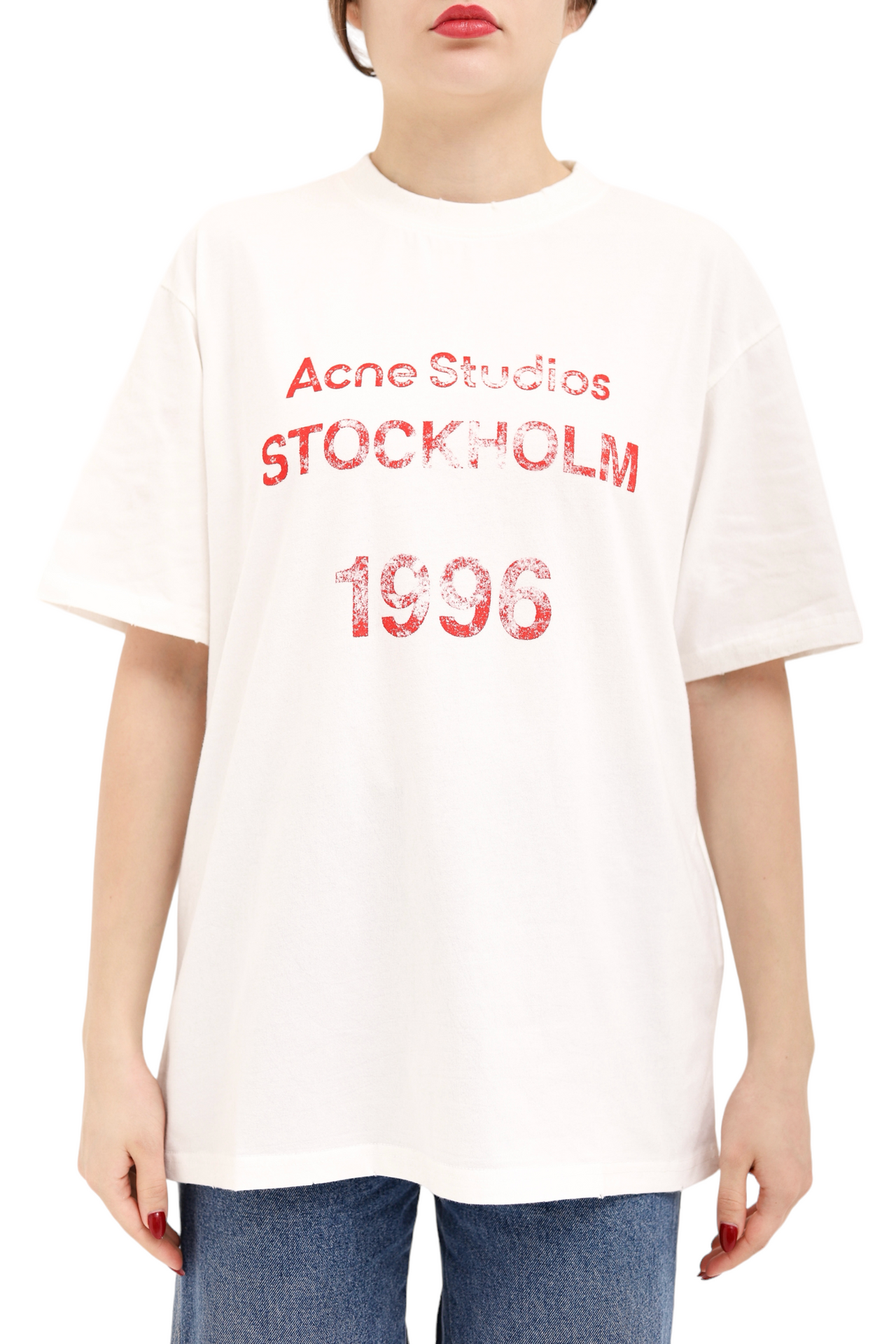 Acne Studios Logo Stamp T-Shirt Pale White