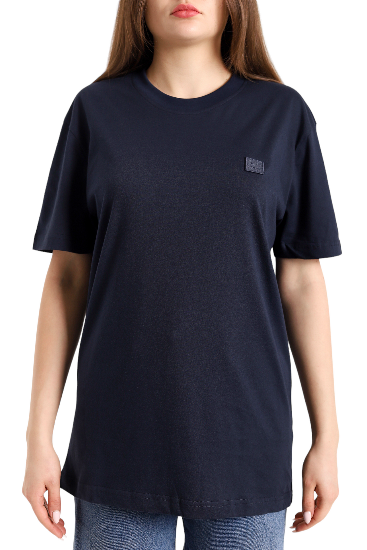 Acne Studios T-Shirt With Ellison Face Patch Navy