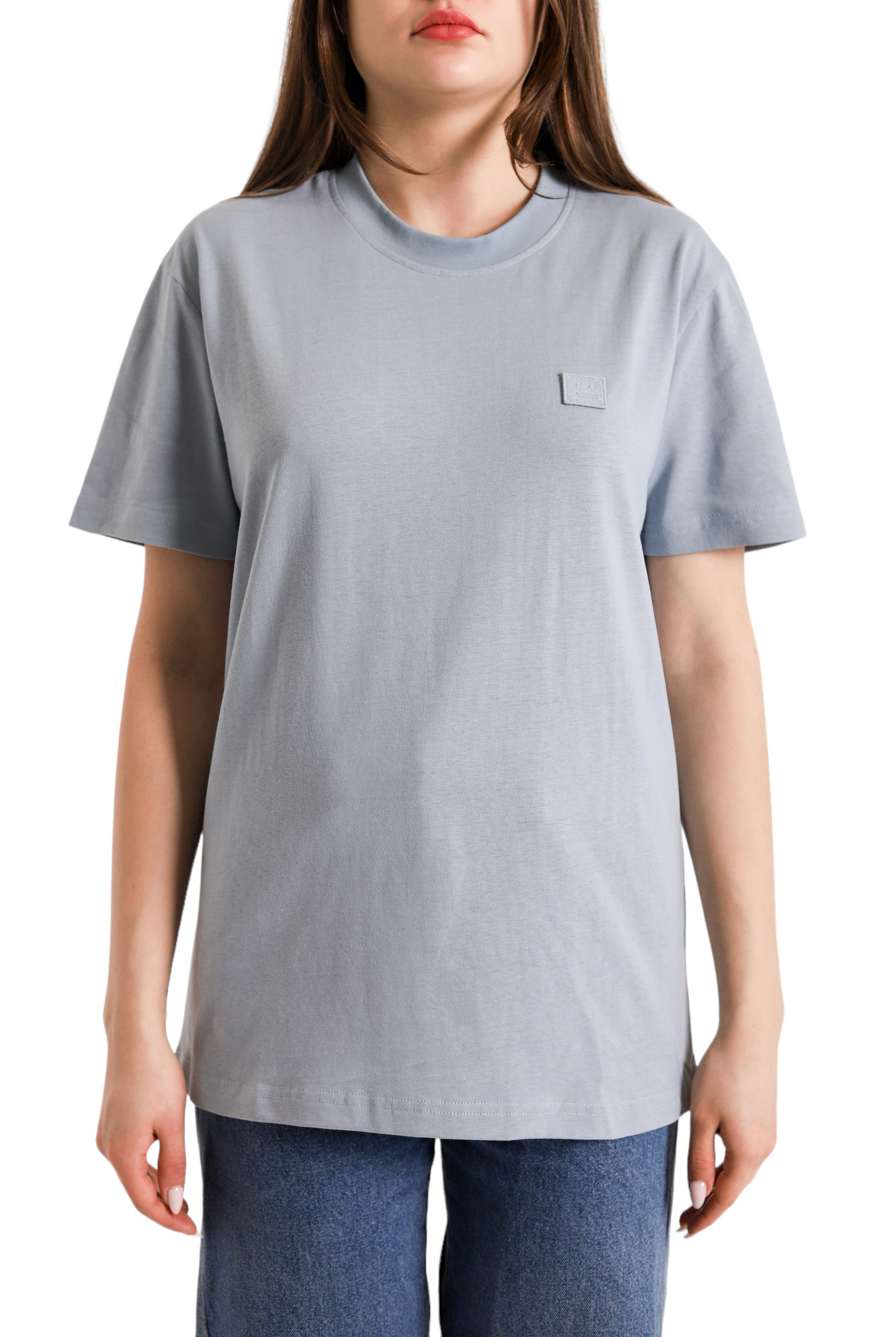 Acne Studios T-Shirt With Ellison Face Patch Light Blue