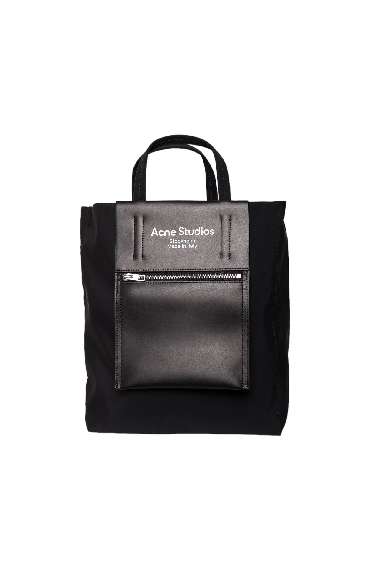 Acne Studios Baker Out medium canvas and printed leather tote Black
