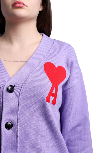 AMI Paris Ami de Coeur Oversize Cardigan Purple