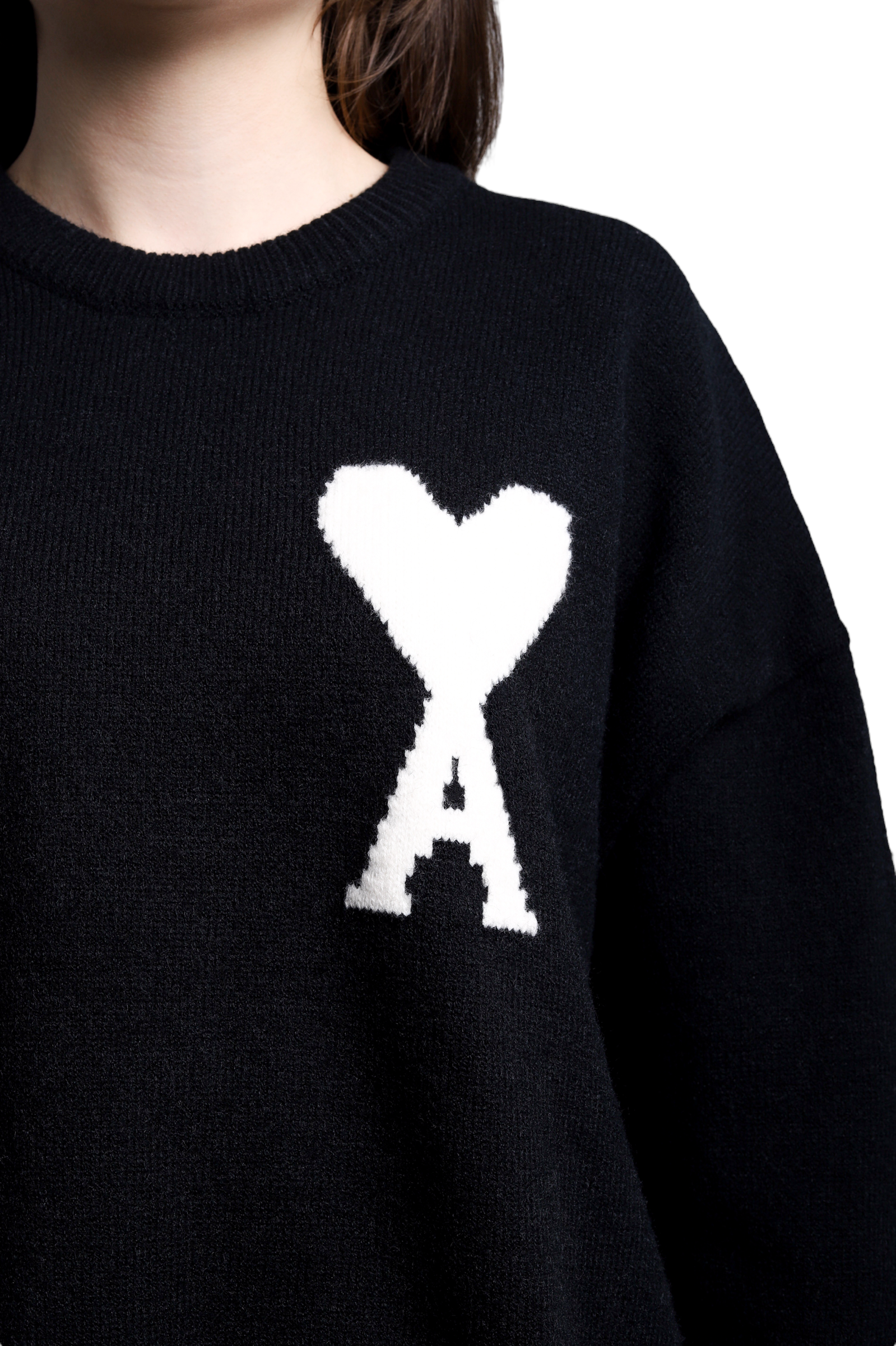 AMI Paris Ami De Coeur Oversize Sweater Black White Heart — SSTORIES AMI Paris Ami De Coeur Oversize Sweater Black White Heart — SSTORIES