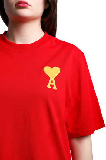 AMI Paris Ami de Coeur Lurex T-Shirt Red