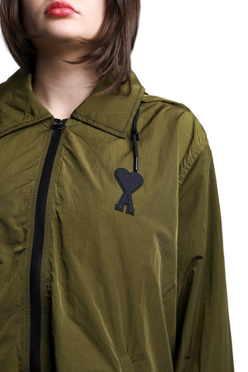 AMI Heart Logo Hooded Windbreaker Olive