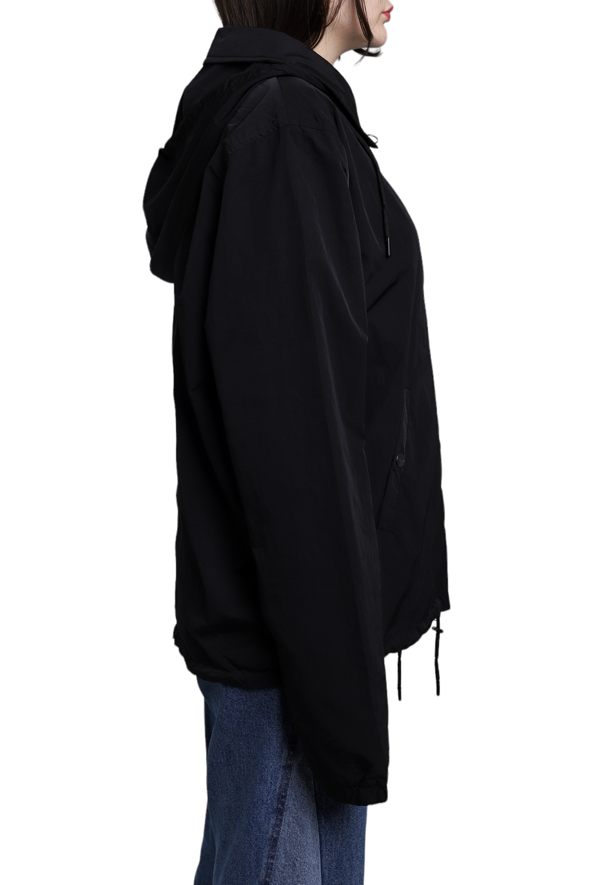 AMI Heart Logo Hooded Windbreaker Black