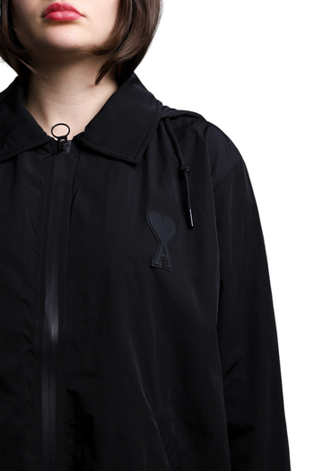 AMI Heart Logo Hooded Windbreaker Black