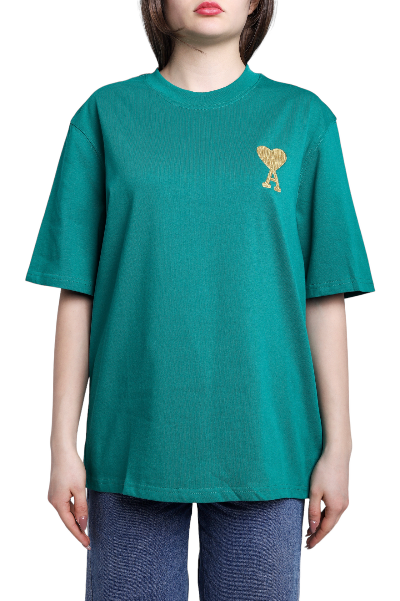 AMI Paris Ami de Coeur Lurex T-Shirt Green