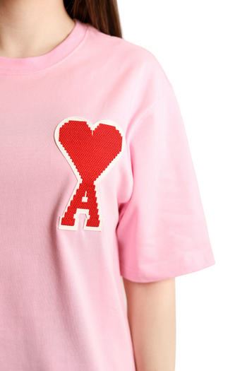 AMI Paris Ami De Coeur T-Shirt Patch Pink Red Heart
