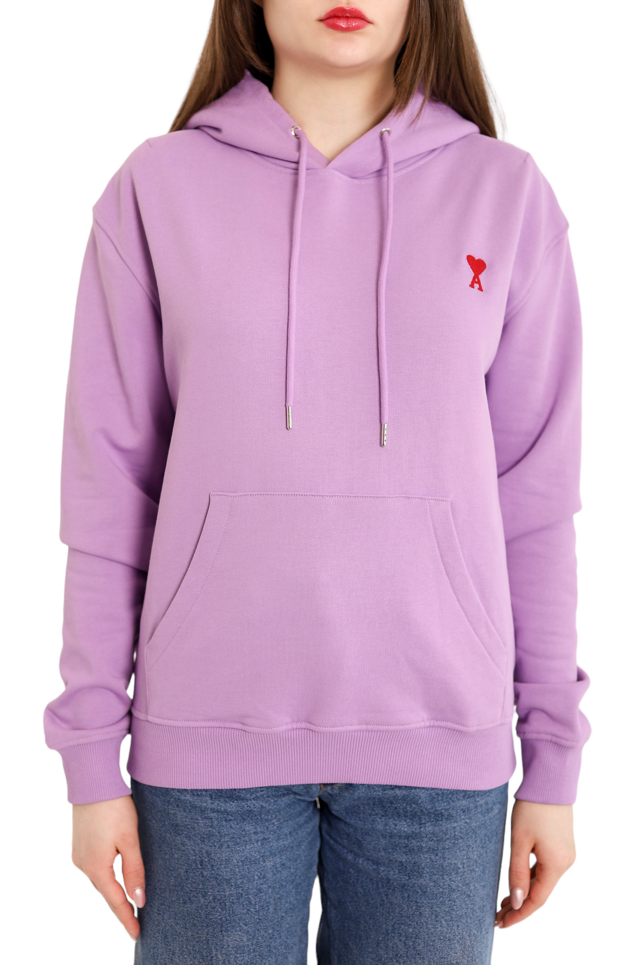 AMI Paris Ami de Coeur Small Heart Logo Hoodie Purple