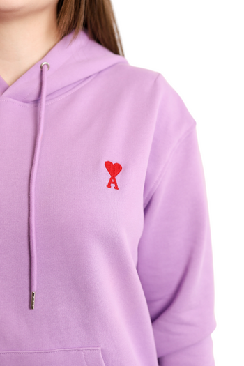 AMI Paris Ami de Coeur Small Heart Logo Hoodie Purple