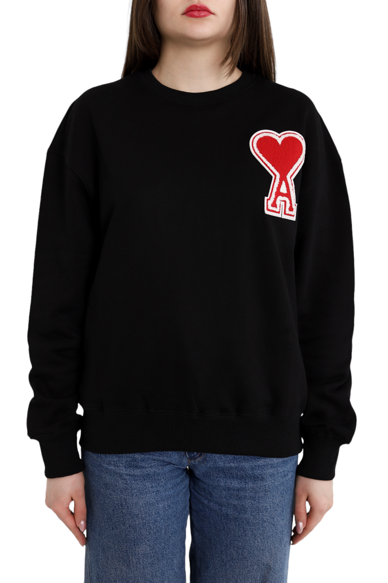 AMI Paris oversize Ami de Coeur patch sweatshirt Black Red Heart