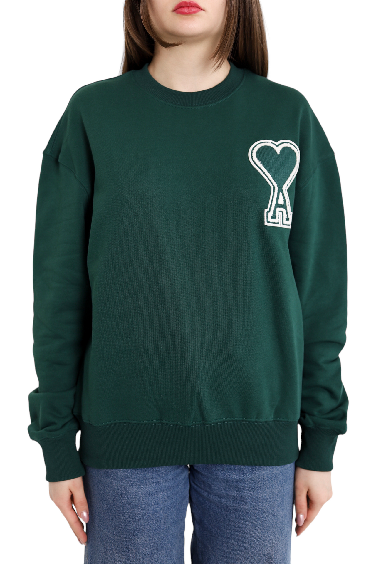 AMI Paris oversize Ami de Coeur patch sweatshirt Green