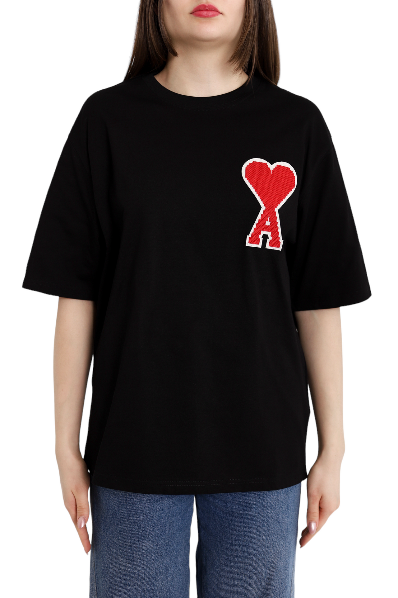 AMI Paris Ami De Coeur T-Shirt Patch Black Red Heart