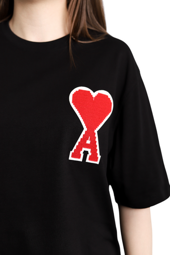 AMI Paris Ami De Coeur T-Shirt Patch Black Red Heart