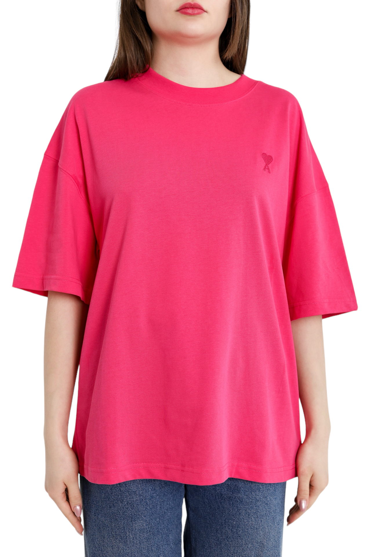 AMI Paris T-Shirt Tonal Small Ads Pink