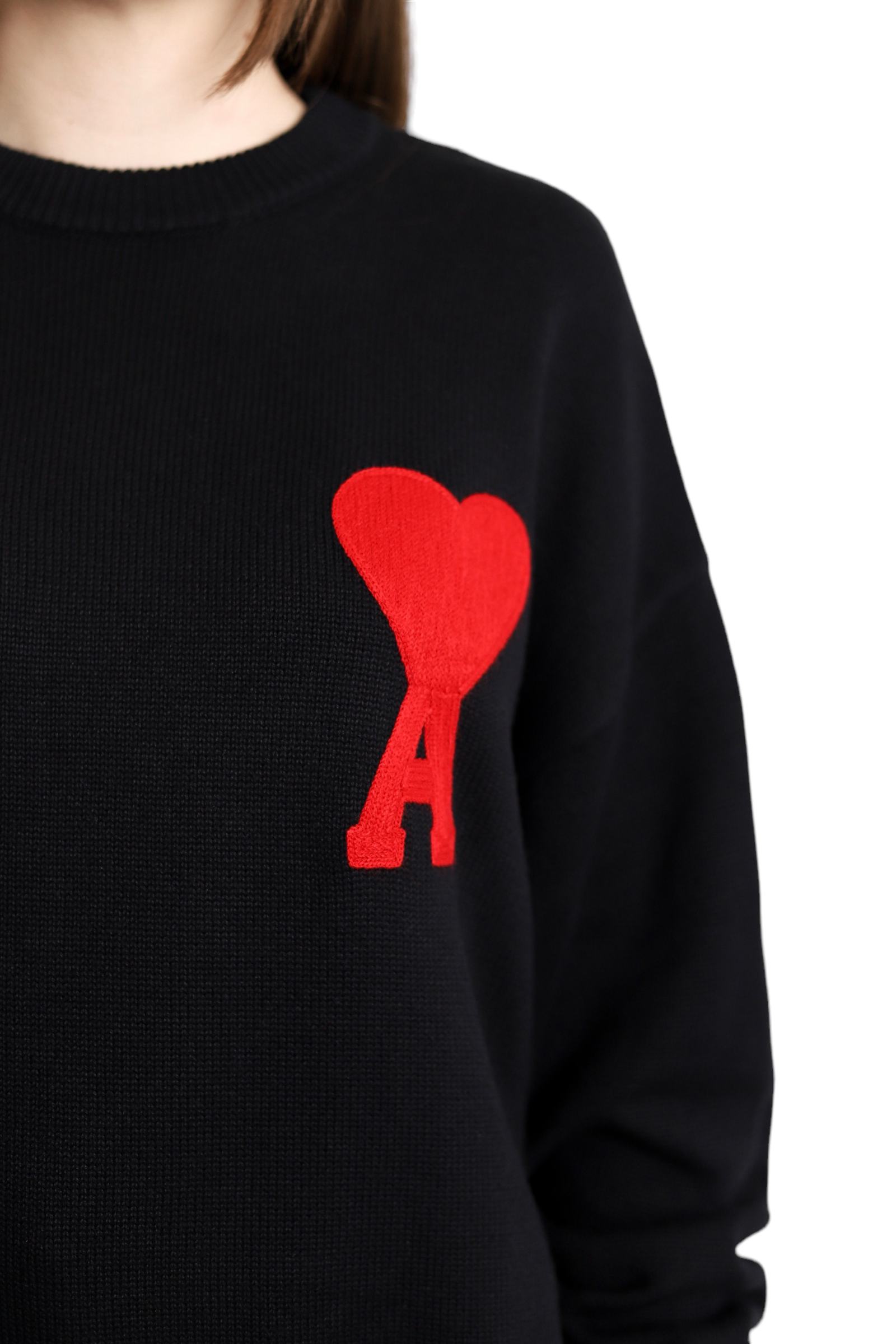 AMI Paris Ami De Coeur Oversize Sweater Black Red Heart — SSTORIES AMI Paris Ami De Coeur Oversize Sweater Black Red Heart — SSTORIES