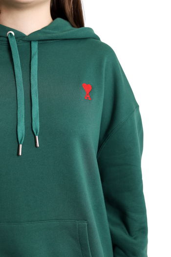 AMI Paris Ami de Coeur Small Heart Logo Hoodie Green